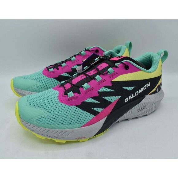 Salomon Womens Size 11 Sense Ride 5 Martina LTD Green Pink Trail Running Shoes - Picture 1 of 10